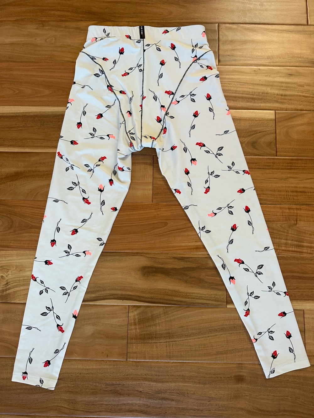 Adam Selman Sport White Floral High-Waist Leggings with Red Rose Buds | Size Med - Picture 6 of 6